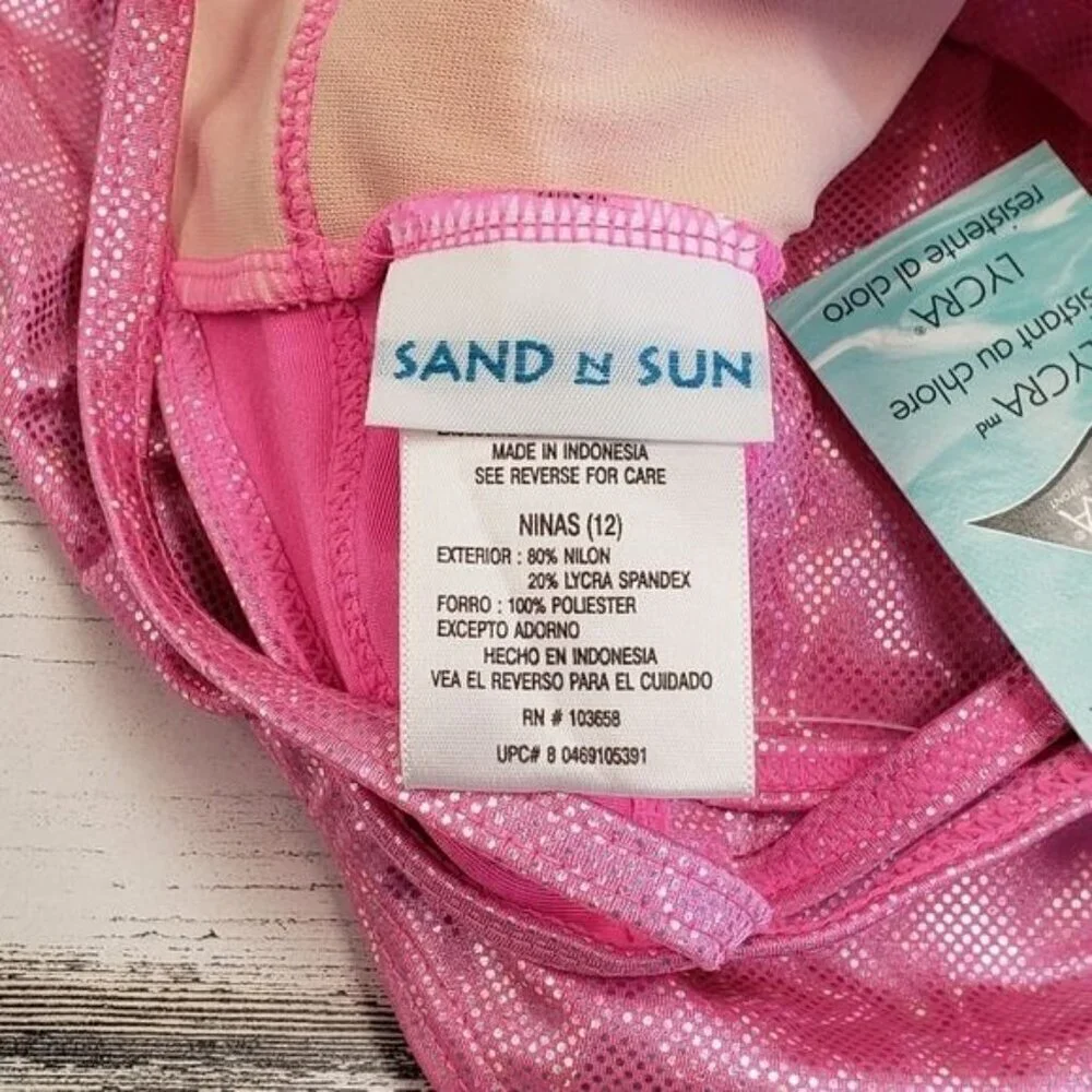Sand n Sun Girls 2 Piece Heart Swim Suit Size 12 - Picture 7 of 8